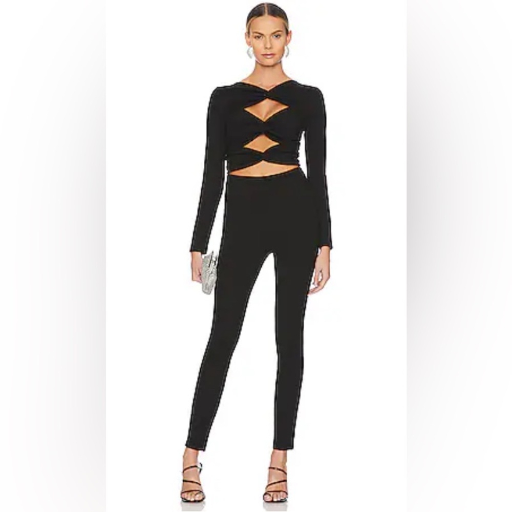 Yaura Jola Jumpsuit Revealing Cutout Cotton Knit in black UK size 8 = US 4 NWT